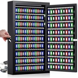 Key Lock Box with 16 Side Hooks and Key Tags - Large 225 Capacity - Each