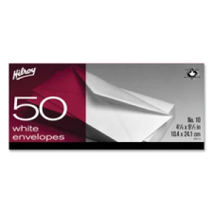 Hilroy Business Envelope - Business - #10  4 1/8" Width x 9 1/2" Length - 20 lb - Gummed - 50/box