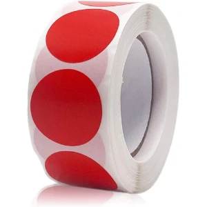 Red Colour Dot Circles 1" Diametre with 500 labels per Roll - Each