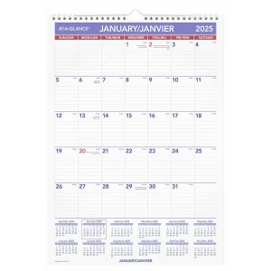 At-A-Glance Calendar - Monthly - 12 Month - January 2025 - December 2025 - Each