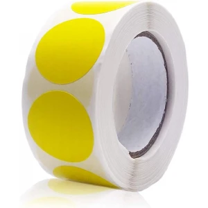Yellow Colour Dot Circles 1" Diametre with 500 labels per Roll - Each