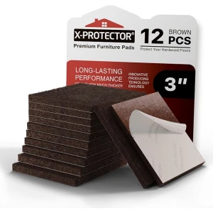 X-PROTECTOR Felt Furniture Pads - 12 PCS 3" - Felt Pads Floor Protectors