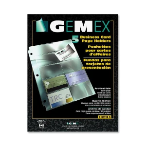 Gemex Business Card Holders - 20 x Card Capacity - Letter Sheet - 5 / Pack