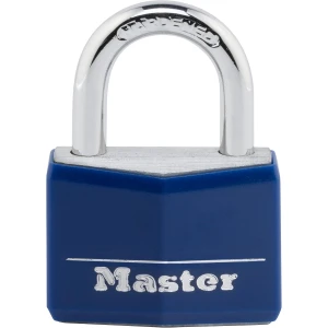 Master Lock 142DCM Covered Solid Body Padlock with Blue Cover, 1-9/16-Inch Wide, 7/8-Inch Shackle Height
