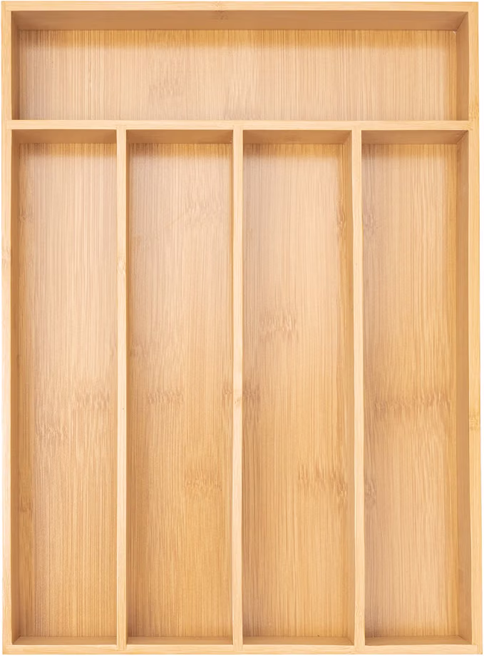 Cutlery Silverware Bamboo Organizer for Kitchen Drawer with 5 slots