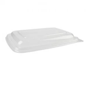 Sabert TerraPac Clear PET Plastic Rectangle Lid For 20 oz. and 30 oz. Containers, Post Consumer Recycled - 300/Case