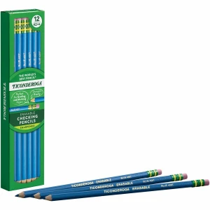 Ticonderoga Eraser Tip Checking Pencils, Blue Lead - 12/box