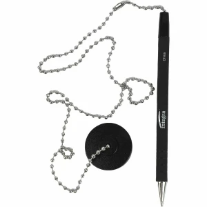 Integra Antimicrobial Rubber Barrel Counter Desktop Pen with Chain - Black Ink - Each