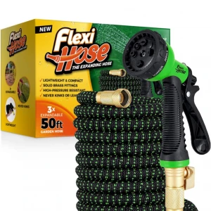 Flexi 50ft Black/Green Garden Hose with Nozzle - Each