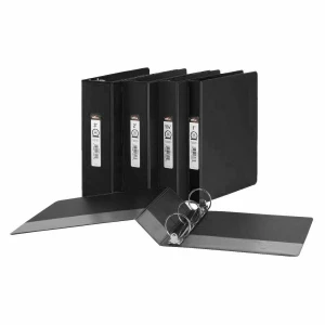 Offix 1/2" Capacity 3-Round Ring Letter Size Black Binder with 2 Internal Pockets - Each