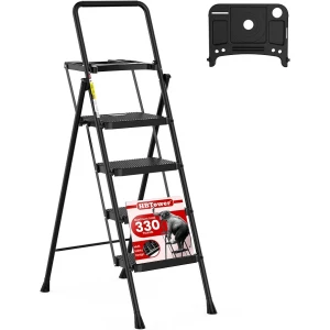 Step Ladder, Folding Step Stool with Tool Platform - Each