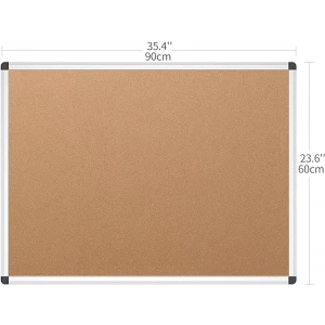 Cork Board 36" x 24" Inches with Silver Aluminium Frame - Each