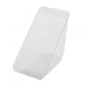 Compostable Sandwhich Clear Hinged Wedge Containers - 500/Case