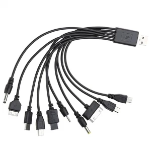10 in 1 USB Cables - 20CM/7.87in Universal USB to Multi Plug Cell Phone Charger for Smartphones