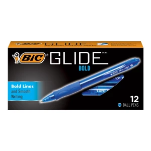 BIC Velocity Ballpoint Pen - Bold Pen Point Type - 1.6 mm Pen Point Size - Refillable - Blue Ink - Translucent Blue Barrel - 1 Dozen