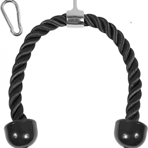 Deluxe Tricep Rope Cable Attachment, 27 & 36 Gym Pull Down Rope with Carabiner - Each