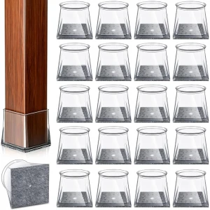 24 PCS Square Chair Leg Floor Protectors for Hardwood Floors - Medium