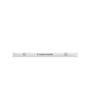 Biodegradable 8" Milkshake Individually Wrapped Straws - 2400/Case