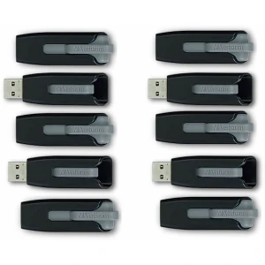 USB 32GB 2.0 Type A - Black Flash Drive - 10/Pack
