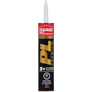 LePage PL Premium Polyurethane Construction Adhesive, Versatile Construction Glue for Wood, Concrete, Stone & More - 295 ml Cartridge - Each