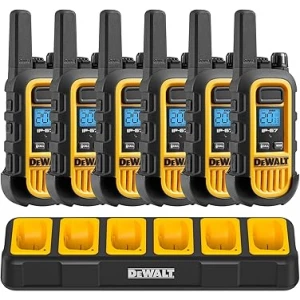 DEWALT Heavy Duty Walkie Talkies - Waterproof 2-Way Radio with VOX 6 pack