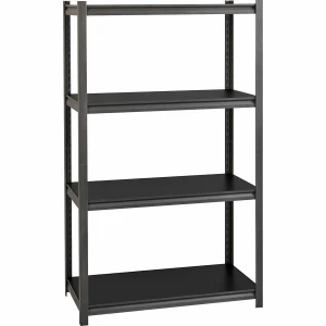Lorell Iron Horse 3200 lb Capacity Riveted Shelving - 4 Shelf - 36" W x 18" D x 60" H - Black - Steel, Laminate - Each