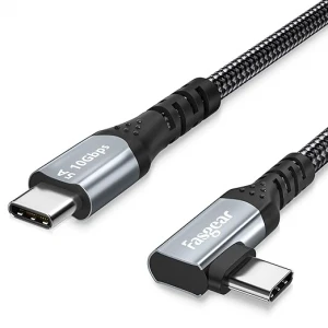 USB C to Type C 90-Degree Cable, 10ft USB 3.1 Gen 2 10Gbps Data Power Delivery (PD) Cord Compatible - Each