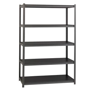 Lorell Iron Horse Black 3200 lb Capacity Riveted Shelving - 5 Shelf(ves) - 72" Height x 48" Width x 18" Depth - Each