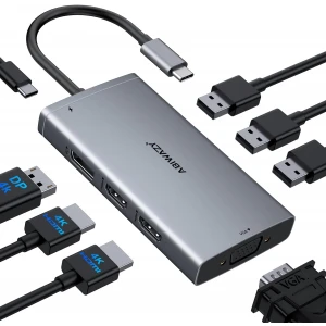 USB C Hub Triple Monitor Adapters 8 in 1 USB C Docking Station