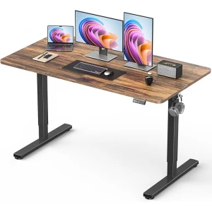 Electric Sit and Stand Rustic Brown Desk 48 x 24 Inches with Black legs - Each