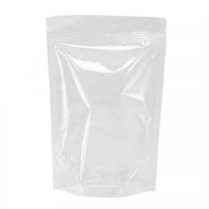 White 5.5" x 8.5" Stand Up Zipper Pouch Bags with Rectangular Window - 3000/Case