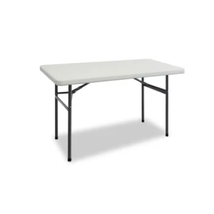 4 ft. Length Folding Plastic Foldable Table in White with Black Metal Frame