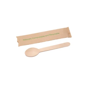 Compostable Wooden 6" Spoon – Individually Wrapped - 500/Case