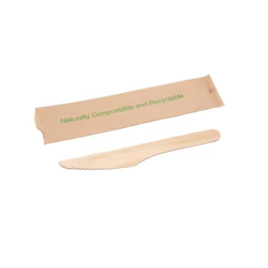 Compostable Wooden 6" Knife – Individually Wrapped - 500/Case