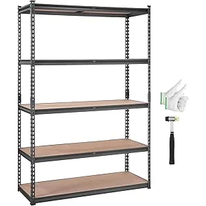 Storage Pantry Shelving Unit, 5-Tier Adjustable, 2000 lbs Capacity,  Black, 48" L x 18" W x 72" H - Each