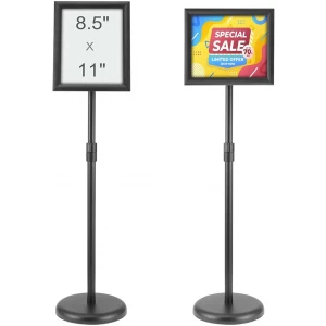 Pedestal Sign Holder, 8.5 x 11 Inch Vertical and Horizontal Adjustable Poster Stand - Each