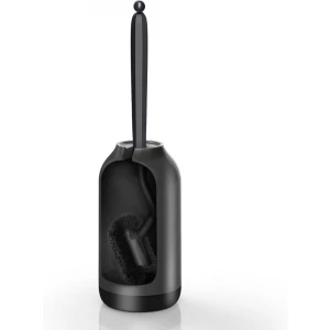 Toilet Bowl Brush Holder Set: Curved Under Rim Scrubber Bathroom