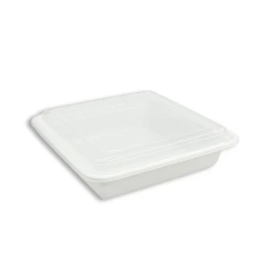 White Square 48 oz. Microwavable Container - 150 sets