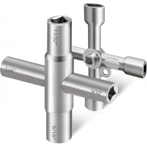 2Pc. 4 Way Sillcock Key Set, Utilities Key, Multi-Functional Water Key