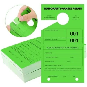 Parking Permit Hang Tag 7.75 x 4.25 Inch Mirror Hang Tags - 200/Pack
