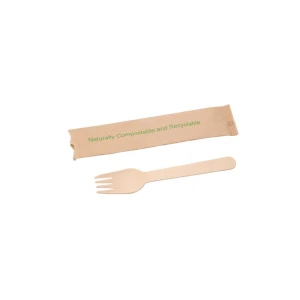 Compostable Wooden 6" Fork – Individually Wrapped - 500/Case