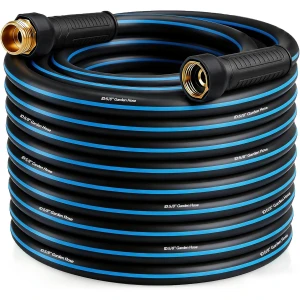 Heavy Duty Rubber Garden Hose 5/8" x 75FT, Non-Expandable Kink-Free Water Hose with Leak-Proof 3/4" Fitting - Each