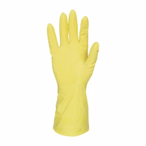 Yellow Latex Flock Lined Reusable General Purpose Gloves - 12/Pack