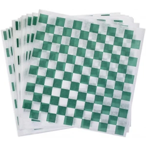 Basket Liner, Greaseproof, Green Checkered, 12'' x 12'' - 1000 Sheets
