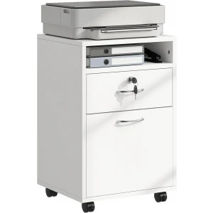 24" Vertical Filing Cabinet with Lockable Drawer, White