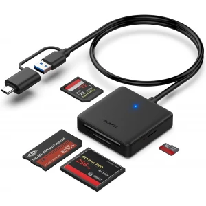 Memory Card Reader, BENFEI 4in1 USB 3.0 and USB-C to SD Micro SD MS CF Card Reader Adapter, 4 Cards Simultaneously