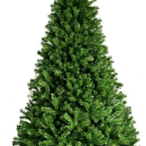 Artificial Green Christmas Tree 9FT, Unlit Hinged Xmas Pine Tree with 2132 PVC Branch Tips, Metal Stand - Each