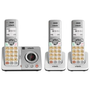 VTech DECT 6.0 3-Handset Cordless Phone w/ Answering System & Caller ID - Silver - Each