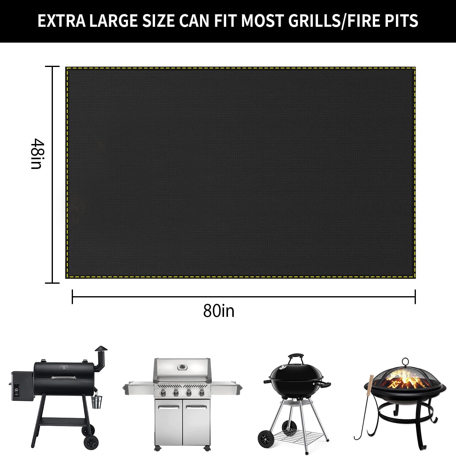 80x48 Inch Large Grill BBQ Mat for Outdoor Deck Patio - Each