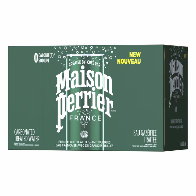 Perrier Original Unflavoured Sparkling Water Cans (8 Case x 330 mL)